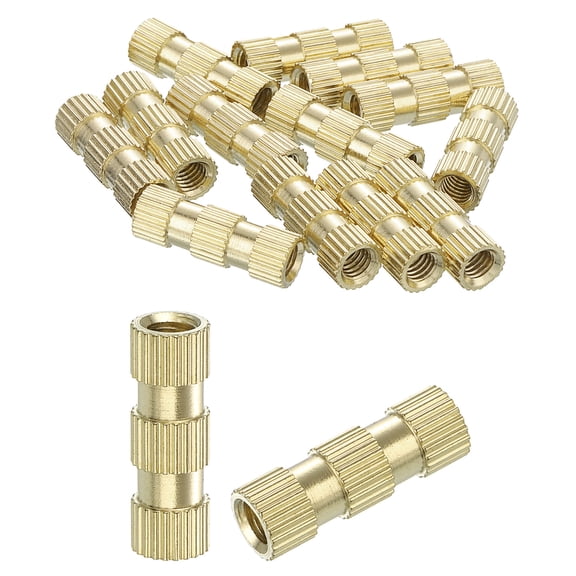 Knurled Insert Nuts, 15Pack M4 x 18mm(L) x 6mm(OD) Thread Printing Brass Nuts Female Threaded Inserts