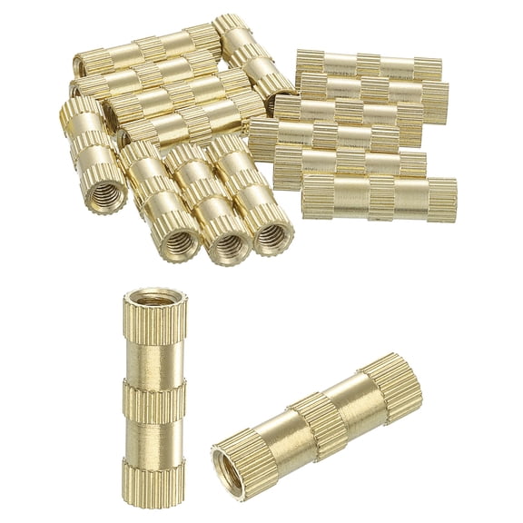 Knurled Insert Nuts, 15Pack M4 x 20mm(L) x 6mm(OD) Thread Printing Brass Nuts Female Threaded Inserts