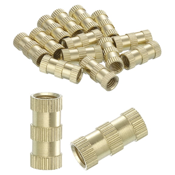 Knurled Insert Nuts, 15Pack M6 x 18mm(L) x 8mm(OD) Thread Printing Brass Nuts Female Threaded Inserts