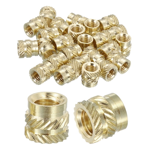 Knurled Insert Nuts, 25 Pack M6 x 8mm L x 9mm OD Brass Heat Set Insert Nuts