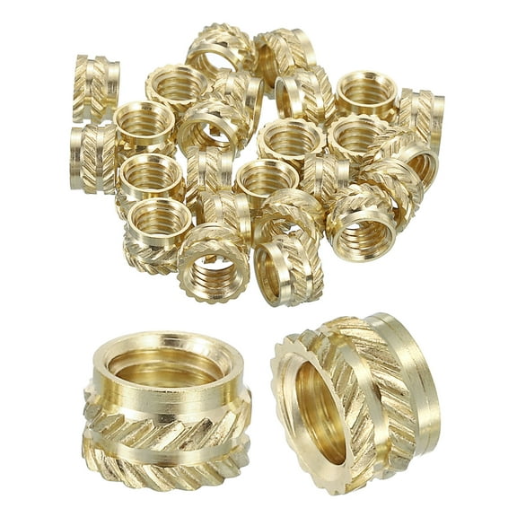 Knurled Insert Nuts, 30 Pack M6 x 5mm L x 8mm OD 3D Printing Brass Nuts