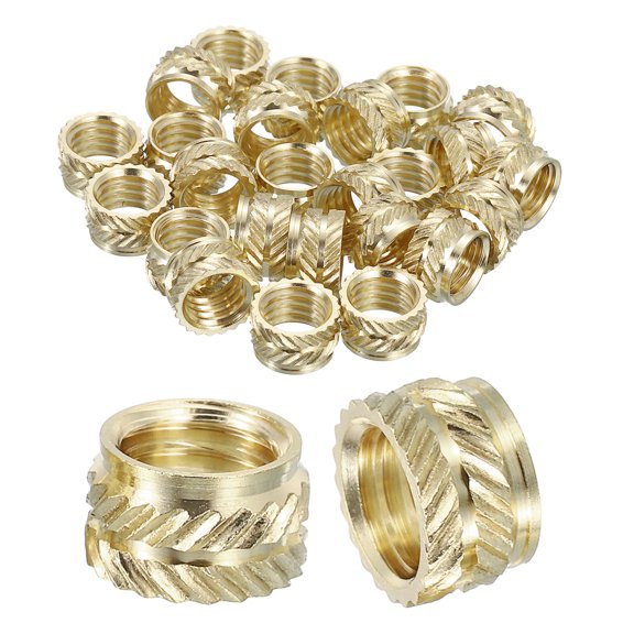 Knurled Insert Nuts, 30 Pack M8 x 6mm L x 10mm OD 3D Printing Brass Nuts