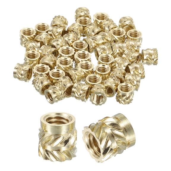 Knurled Insert Nuts, 50 Pack M4 x 6mm L x 6mm OD Brass Heat Set Insert Nuts