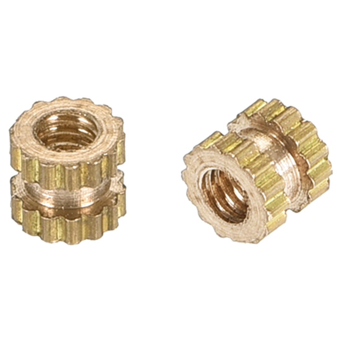 Knurled Insert Nuts, M2 x 3mm(L) x 3.5mm(OD) Female Thread Brass