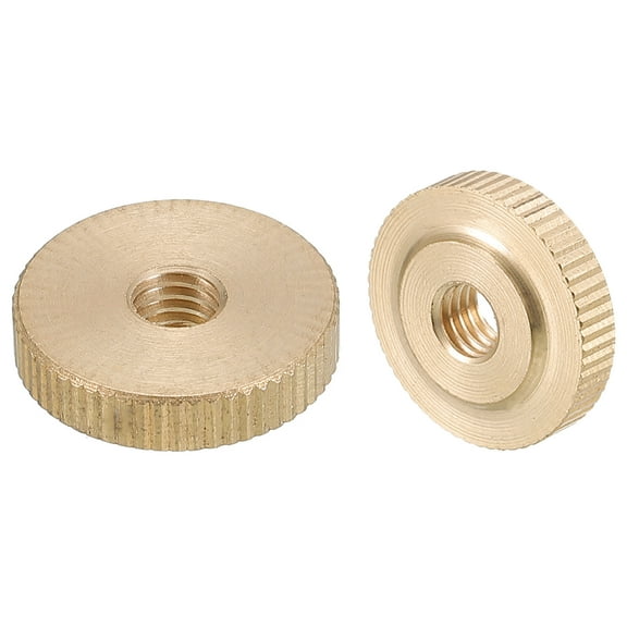 Knurled Thumb Nuts, 4 Pack M6 x D20mm x H5mm Brass Knurled Nut Flat Head Adjusting Nuts