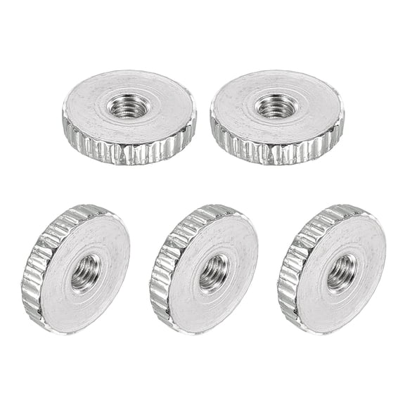 Knurled Thumb Nuts, M3 Female Thread Thin Type, Nickel-Plated Carbon Steel, 5Pack