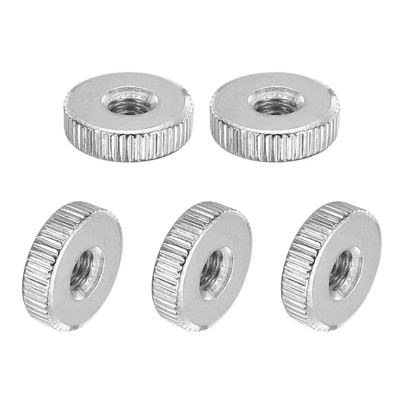 Knurled Thumb Nuts, M4 Female Thread Thin Type, Nickel-Plated Carbon Steel, 10Pack