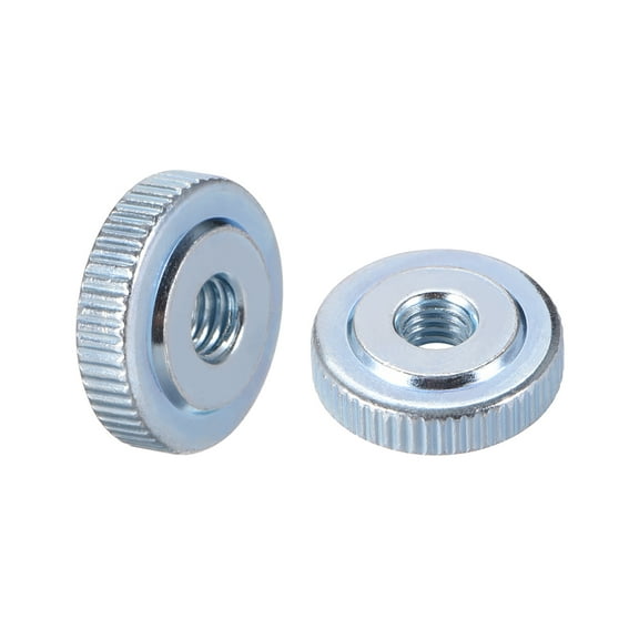 Knurled Thumb Nuts, M6 Female Threaded Thin Type, Blue Zinc Plating 10 Pcs