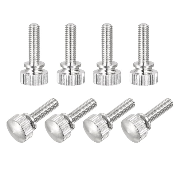 Knurled Thumb Screws, M4x14mm Brass Shoulder Bolts Grip Knobs Fasteners, Nickel Plated 8Pack
