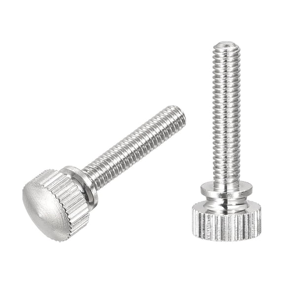 Knurled Thumb Screws, M4x20mm Flat Brass Bolts Grip Knobs, Nickel Plated 2Pack