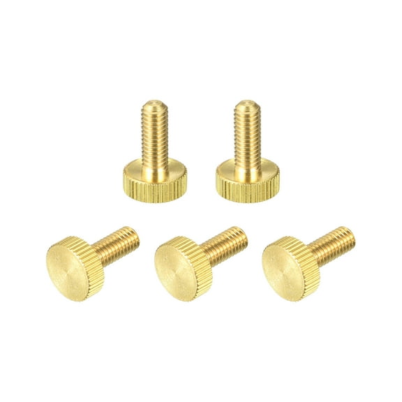 Knurled Thumb Screws, M6x16mm Flat Brass Bolts 18mm Grip Knobs Fasteners 5Pack