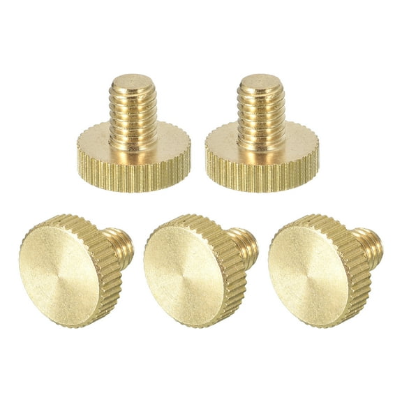 Knurled Thumb Screws, M6x8mm Flat Brass Bolts Grip Knobs Fasteners for Home, Electronic, Machine 5Pack