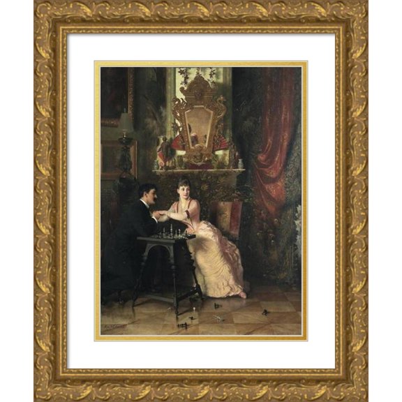 Knut Ekwall 12x14 Gold Ornate Wood Frame and Double Matted Museum Art Print Titled - Proposal (circa 1880s)
