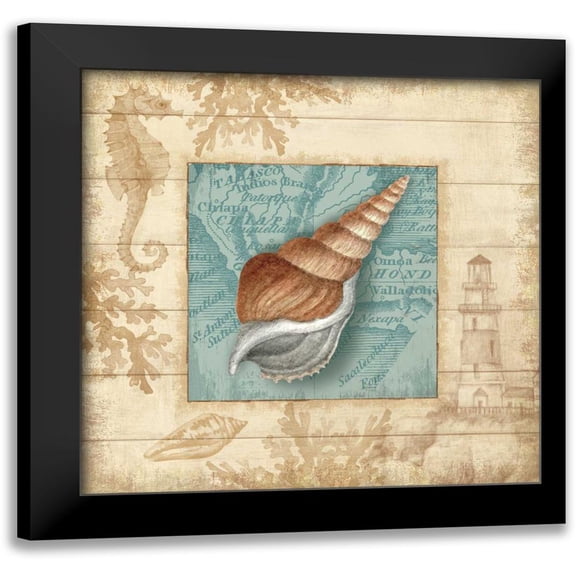 Knutsen, Conrad 12x12 Black Modern Framed Museum Art Print Titled - Beach Comber II