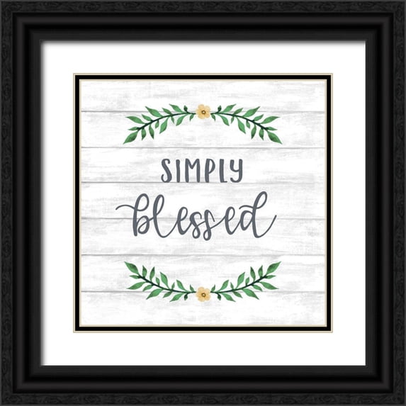 Knutsen, Conrad 12x12 Black Ornate Wood Framed with Double Matting Museum Art Print Titled - Simply Blessed Wreath