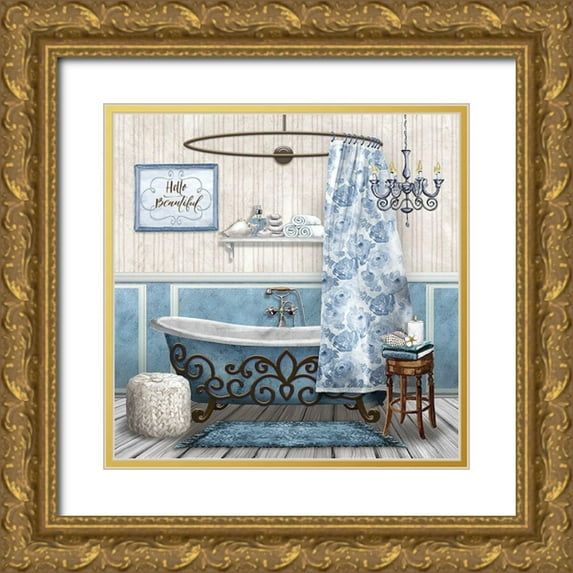 Knutsen, Conrad 12x12 Gold Ornate Wood Framed with Double Matting Museum Art Print Titled - Blue Bath Retreat