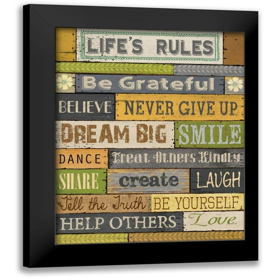 Knutsen, Conrad 12x14 Black Modern Framed Museum Art Print Titled - Lifes Rules
