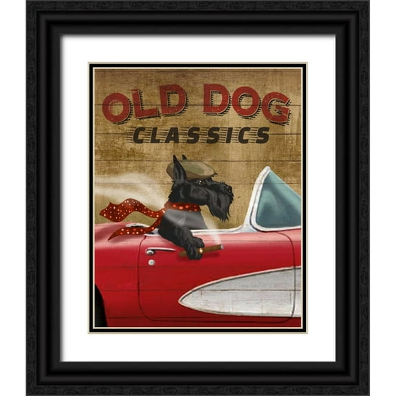 Knutsen, Conrad 12x14 Black Ornate Wood Framed with Double Matting Museum Art Print Titled - Old Dog Classics