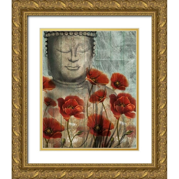 Knutsen, Conrad 12x14 Gold Ornate Wood Framed with Double Matting Museum Art Print Titled - Floral Buddha