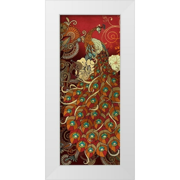 Knutsen, Conrad 12x24 White Modern Wood Framed Museum Art Print Titled - Peacock I