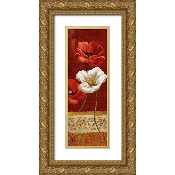 Knutsen, Conrad 13x32 Gold Ornate Wood Framed with Double Matting Museum Art Print Titled - Poppy Gestures II