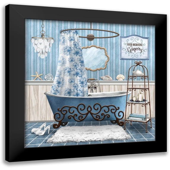 Knutsen, Conrad 15x15 Black Modern Framed Museum Art Print Titled - Blue Bath Retreat I