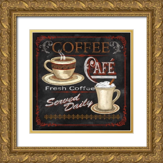 Knutsen, Conrad 15x15 Gold Ornate Wood Framed with Double Matting Museum Art Print Titled - Coffee Cafe