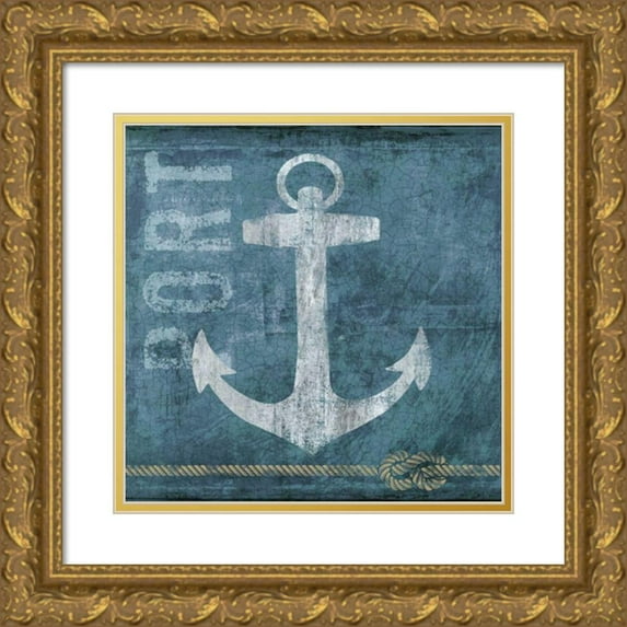 Knutsen, Conrad 15x15 Gold Ornate Wood Framed with Double Matting Museum Art Print Titled - Port