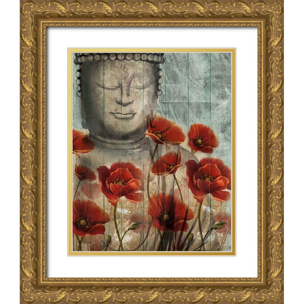 Wild Poppies Il By Conrad Knutsen - Mirror Framed Print Wall Art - Light Brown