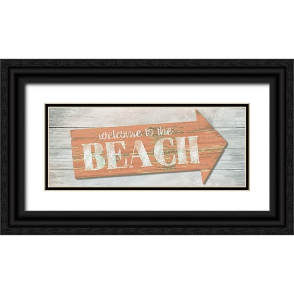 Knutsen, Conrad 18x10 Black Ornate Wood Framed with Double Matting Museum Art Print Titled - Welcome to the Beach