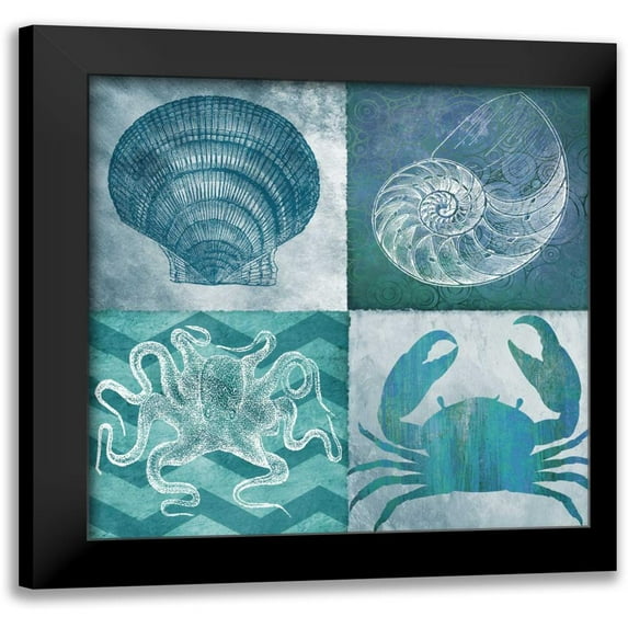 Knutsen, Conrad 20x20 Black Modern Framed Museum Art Print Titled - Nautical Quad I