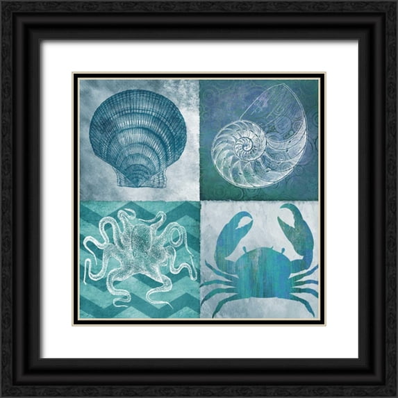 Knutsen, Conrad 26x26 Black Ornate Wood Framed with Double Matting Museum Art Print Titled - Nautical Quad I