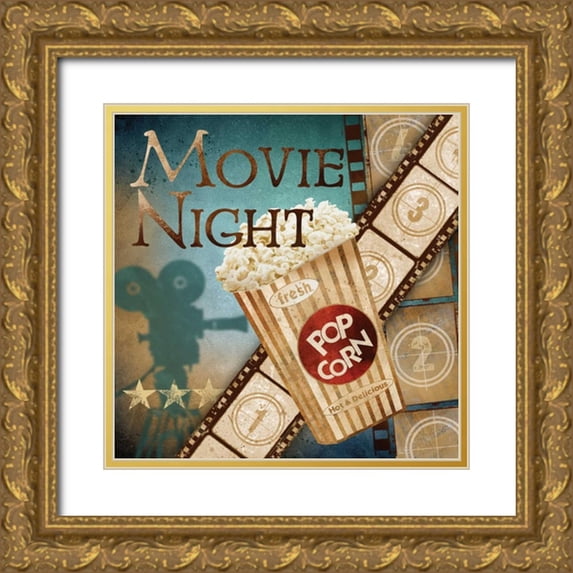 Knutsen, Conrad 26x26 Gold Ornate Wood Framed with Double Matting Museum Art Print Titled - Movie Night