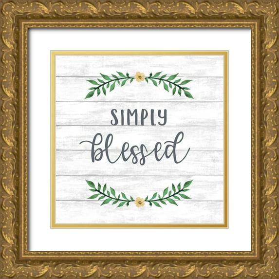 Knutsen, Conrad 26x26 Gold Ornate Wood Framed with Double Matting Museum Art Print Titled - Simply Blessed Wreath
