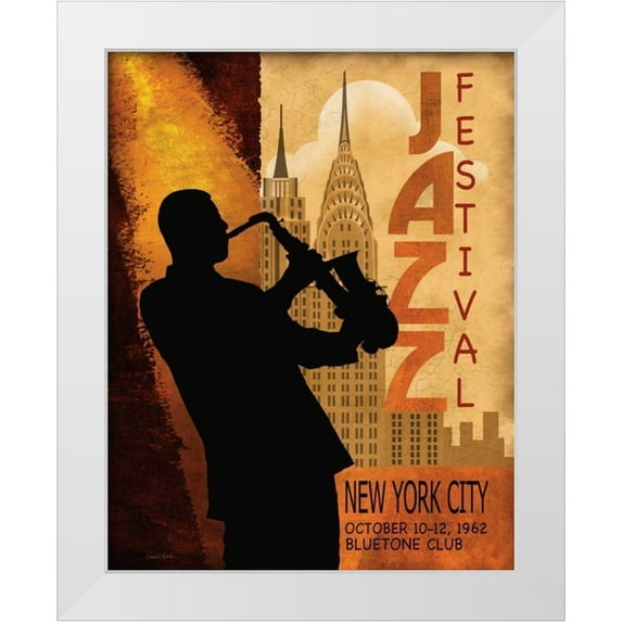 Knutsen, Conrad 26x32 White Modern Wood Framed Museum Art Print Titled - 1962 Jazz in New York