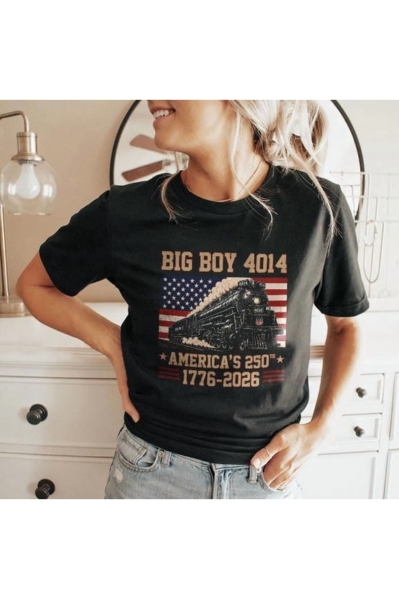 250 Years Big Boy 4014 Train US F.lag Vintage Apparel T-Shirt, Red 4XL