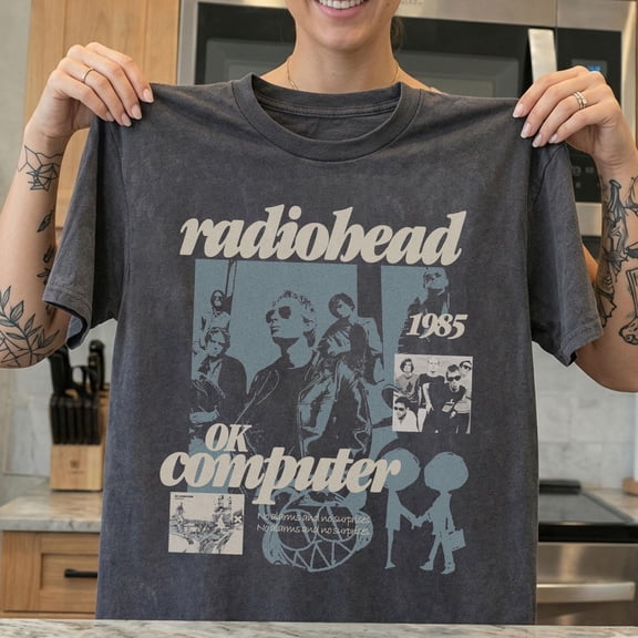 KnuxTee 90s Radio head Vintage Comfort Colors Unisex T-Shirt, Indie Rock Band Tee, Retro Alternative Music T-Shirt, Graphic Heavy Cotton Tshirt, Black S