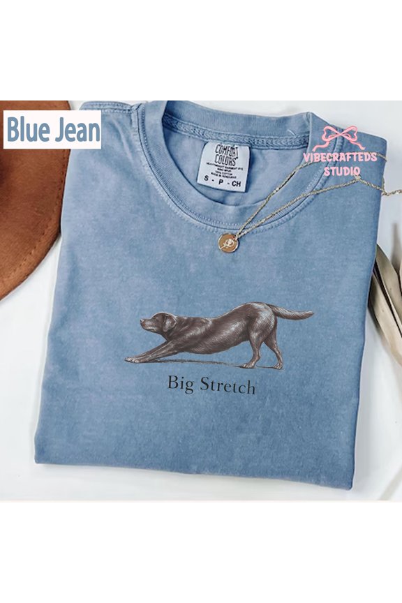 Big Stretch Chocolate Labrador Retriever Comfort Colors Shirt, Funny Stretching Lab Dog T-Shirt, Chocolate Lab Lover Gift, Vintage Dog, Moss S