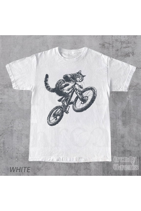 Cat Riding Bicycle Shirt, Funny Kitten Tshirt, Cat Lover Tee, Gift For Bikers And Cat Parents, Sand S