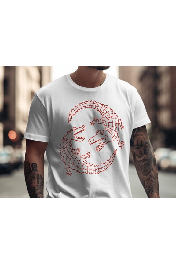 Funny Alligator T-Shirt | Hand-Drawn Crocodile Graphic Tee, Reptile Lover Apparel, Sand S