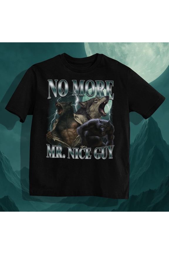 Funny Alpha Werewolf T-Shirt, Sigma Wolf Shirt, Weird Tees, Gen Z Humor Shirts, Meme Tee, Stupid Gifts, Black S