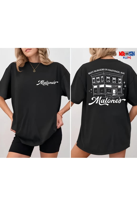 Malone's Bar T-Shirt, Hastings MA Burger Tee, Briar U Hockey Romance Shirt, White L