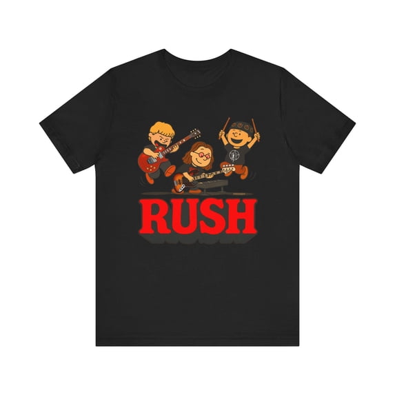 KnuxTee Rush Cartoon Band Shirt Classic Rock Tribute Graphic Tee, Dark Heather M