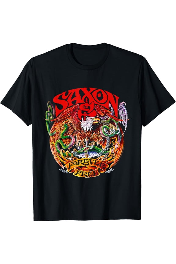 Saxon Forever Free Heavy Metal Vintage Band T-Shirt, Black S