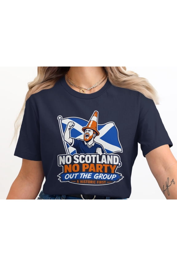 Scottish Football T-Shirt - No Scotland No Party Out The Group | Historic First Qualification Scotland Fan Tee Shirt Gift, Ash Grey S