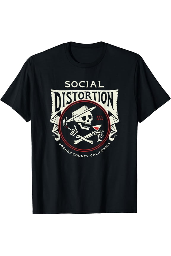 Social Distortion Skelly Circle T-Shirt, Black S