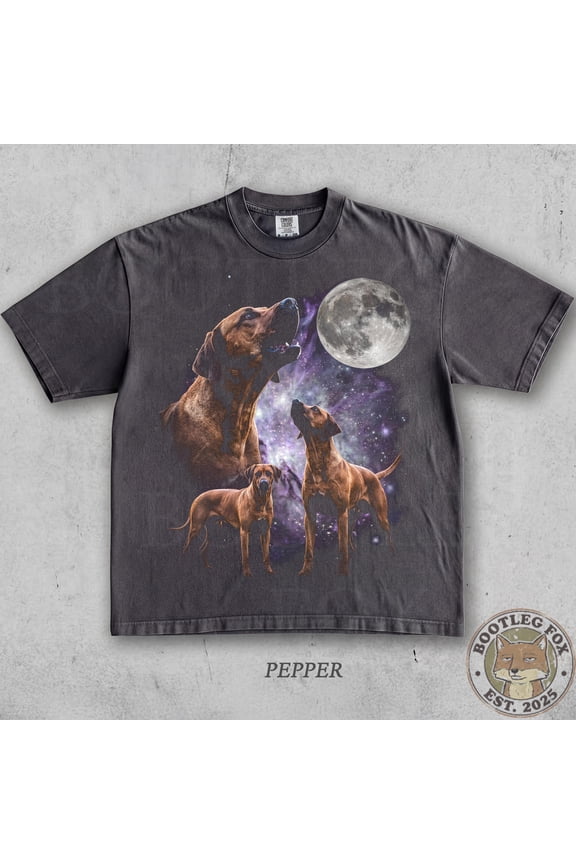 Vintage Three Rhodesian Ridgeback Moon Funny Dog Lover Owner Gift Cosmic Night Sky 90s Washed Comfort ColorsĀ® Graphic T-Shirt, Pepper L