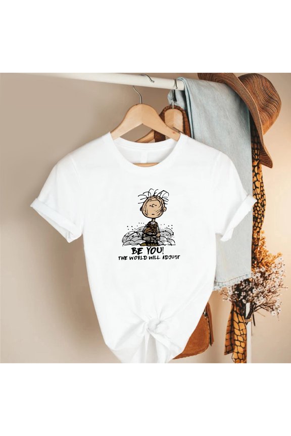Be You The World Will Adjust Shirt, Inspirational Quote Tee, Black Unisex T Shirt, Positive Self Love Top, Motivational Gift for Women Men, Navy S