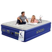 Knzzo Queen Air Mattress with Built-In Pump, 18-Inch Raised Inflatable Bed for Home and Guests, Blue