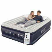Knzzo Queen Air Mattress with Built-In Pump, 18-Inch Raised Inflatable Bed for Guests, Home and Travel, Navy